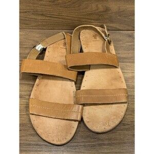 Frye Women’s Leather Flat Sandals Brown Size 9.5 Ankle Strap